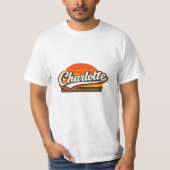 Charlotte レトロサンセット 名前 デザイン tシャツ (正面)
