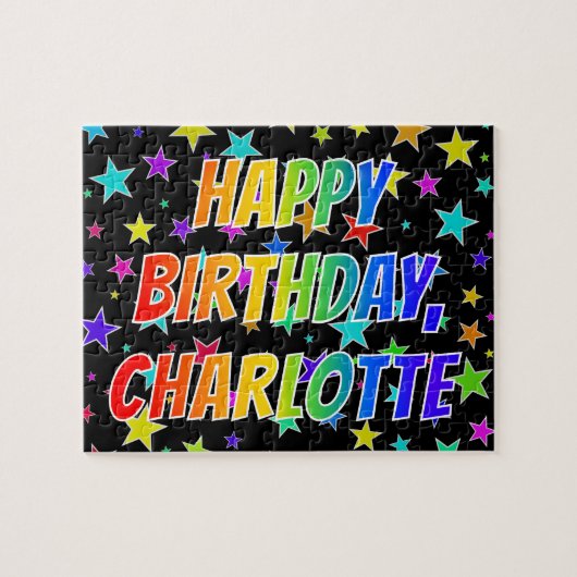 "CHARLOTTE"名、おもしろい"ハッピーバースデー" ジグソーパズル (横)