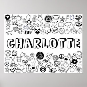 'CHARLOTTE' Colour-it-Yourself Outline Design ポスター
