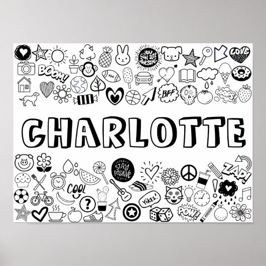 'CHARLOTTE' Colour-it-Yourself Outline Design ポスター (正面)