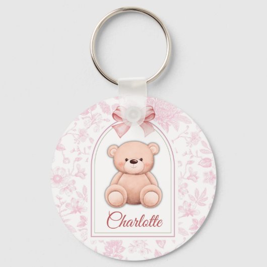 Charlotte | Custom Pink Teddy Bear Nursery Design  キーホルダー (正面)