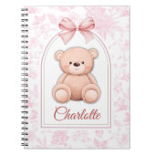 Charlotte | Custom Pink Teddy Bear Nursery Design  ノートブック (正面)