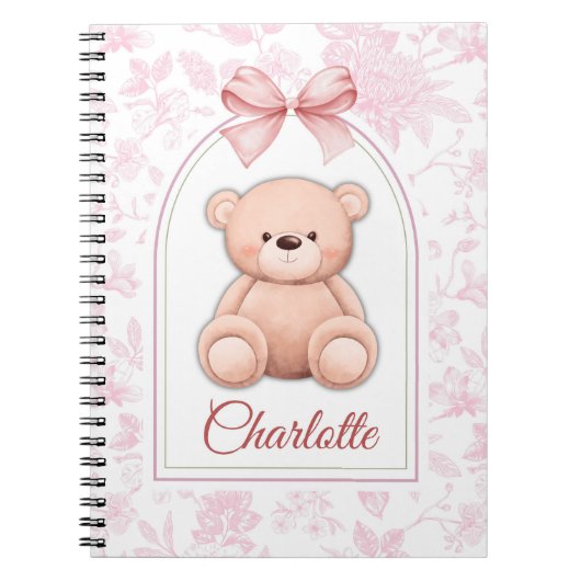 Charlotte | Custom Pink Teddy Bear Nursery Design  ノートブック (正面)