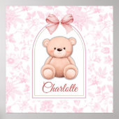 Charlotte | Custom Pink Teddy Bear Nursery Design  ポスター (正面)