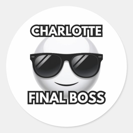 Charlotte Final Boss Cool Emoji Sticker ラウンドシール (正面)