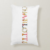 CHARLOTTE Name Art With Flowers Embrothed アクセントクッション (裏面(縦))