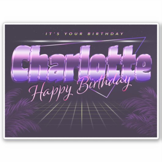 Charlotte Name Vorname retro Sticker Geburtstag シール (正面)