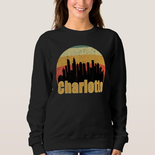 Charlotte Nc Skyline Silhouette Sunset I Love Char スウェットシャツ (正面)