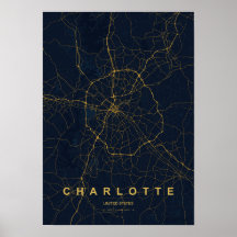 Charlotte North Carolina スタイリッシュマッププリント | モード