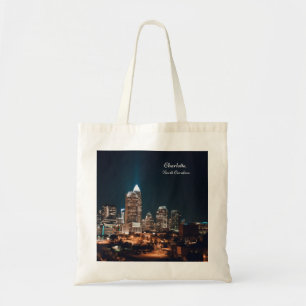 Charlotte North Carolina City Skyline Night トートバッグ