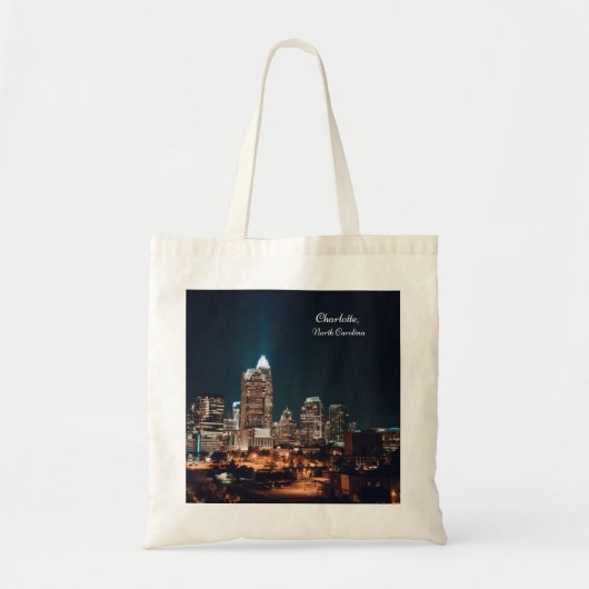 Charlotte North Carolina City Skyline Night トートバッグ (正面)