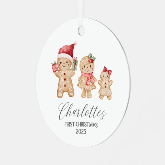 Charlotte Personalized Baby's First Christmas メタルオーナメント (正面左)