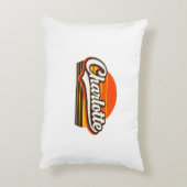 Charlotte Retro Sunset Personalized Name Design アクセントクッション (裏面(縦))