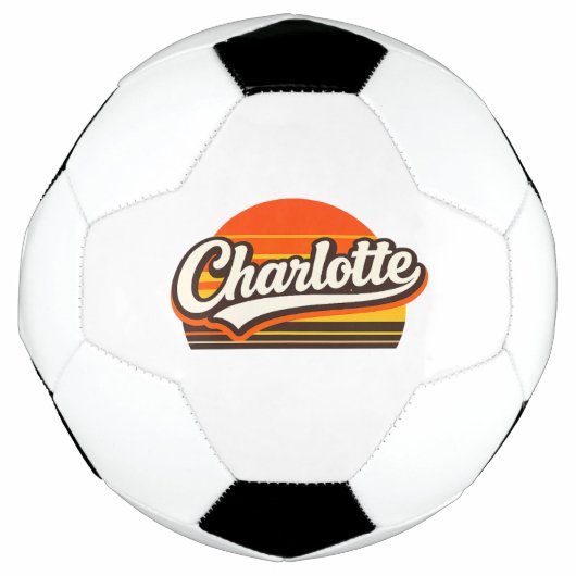 Charlotte Retro Sunset Personalized Name Design サッカーボール (正面)