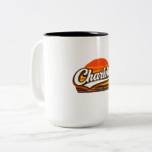 Charlotte Retro Sunset Personalized Name Design ツートーンマグカップ (正面左)