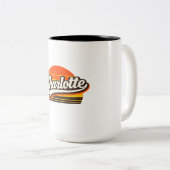Charlotte Retro Sunset Personalized Name Design ツートーンマグカップ (正面右)