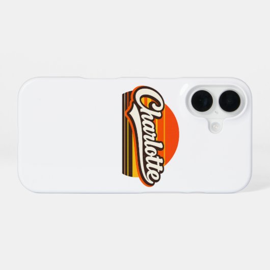 Charlotte Retro Sunset Personalized Name Design iPhone 16ケース (裏面横)