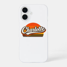 Charlotte Retro Sunset Personalized Name Design iPhone 16ケース