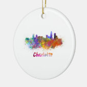Charlotte skyline in watercolor セラミックオーナメント (左)
