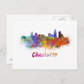 Charlotte skyline in watercolor ポストカード (正面/裏面)