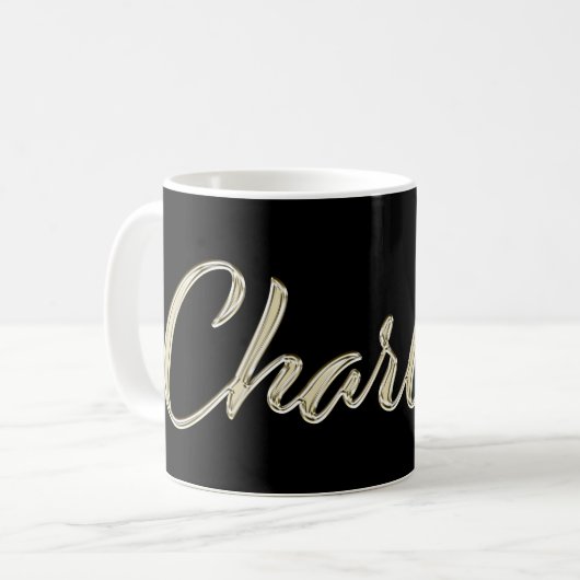 Charlotte white gold Handwriting Tasse Kaffeetasse コーヒーマグカップ (正面左)