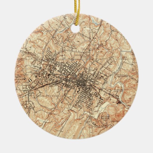 Charlottesvilleヴァージニア(1960年)のヴィンテージの地図 セラミックオーナメント (正面)