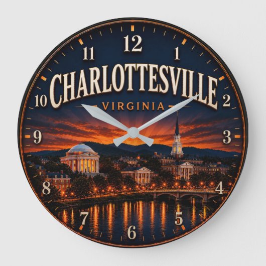 Charlottesville Virginia ラージ壁時計 (正面)