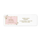 Charm Blush Pink Gold Floral Holy Communion ラベル (正面)