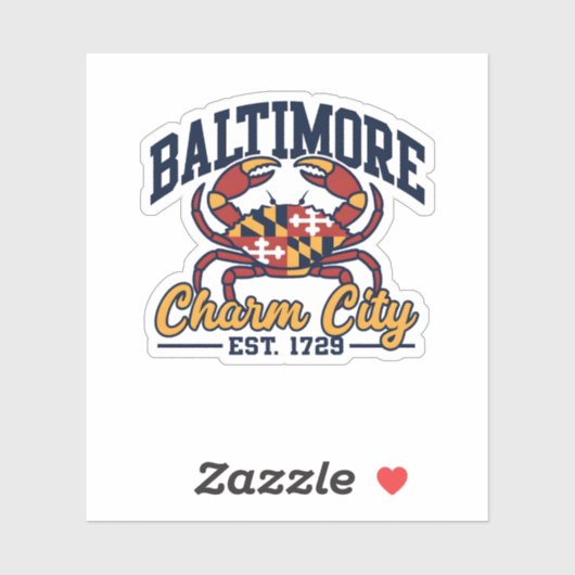 Charm City Baltimore Maryland Crab Flag Design シール (シート)