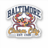 Charm City Baltimore Maryland Crab Flag Design シール (正面)