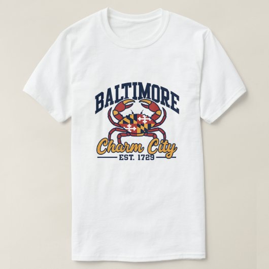 Charm City Baltimore Maryland Crab Flag Design Tシャツ (デザイン正面)