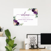 Charm Lavender Blue Floral Wedding Welcome Sign ポスター (ホームオフィス)
