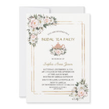 Charm White Blush Flowers Gold Bridal Tea Party  I