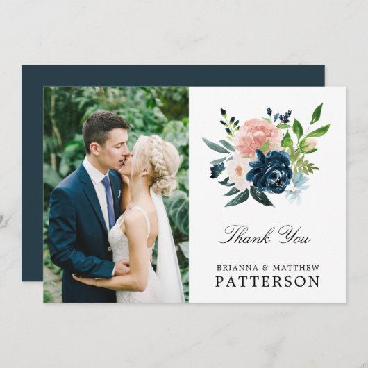 Charmedの写真結婚フローラありがとう サンキューカード (正面/裏面)