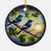 Charming Acadian Flycatchers Scene Christmas セラミックオーナメント (正面)