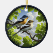 Charming Acadian Flycatchers Scene Christmas セラミックオーナメント (正面)