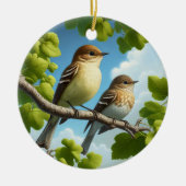 Charming Alder Flycatcher Bird Keepsake セラミックオーナメント (正面)