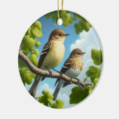 Charming Alder Flycatcher Bird Keepsake セラミックオーナメント (左)