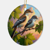Charming Alder Flycatcher Bird Keepsake セラミックオーナメント (左)