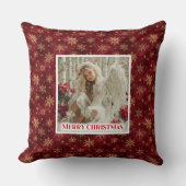Charming Angel Poinsettia Red Gold Festive Christm クッション (正面)