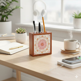 Charming Artistic Flower Design Desk Organizer ペンスタンド