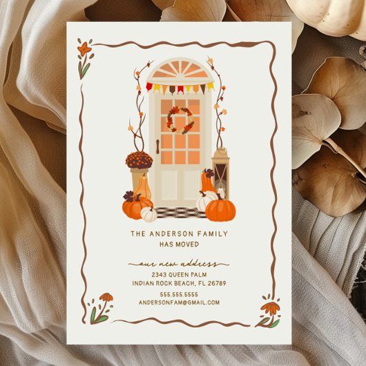 Charming Autumn Door Moving Announcement 案内ポストカード