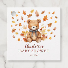 Charming Autumn Teddy Bear Baby Shower フェイバータグ