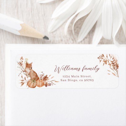 Charming Autumn Terracotta Baby Fox Pumpkin ラベル (インサイチュ)