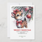 Charming Baby Fawn Christmas Scene Watercolor Card シーズンカード (正面)