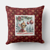 Charming baby fawn festive winter scene Christmas  クッション (裏面)