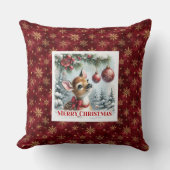 Charming baby fawn festive winter scene Christmas  クッション (正面)
