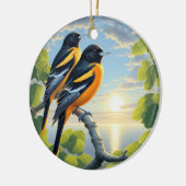 Charming Baltimore Oriole Bird Keepsake セラミックオーナメント (左)
