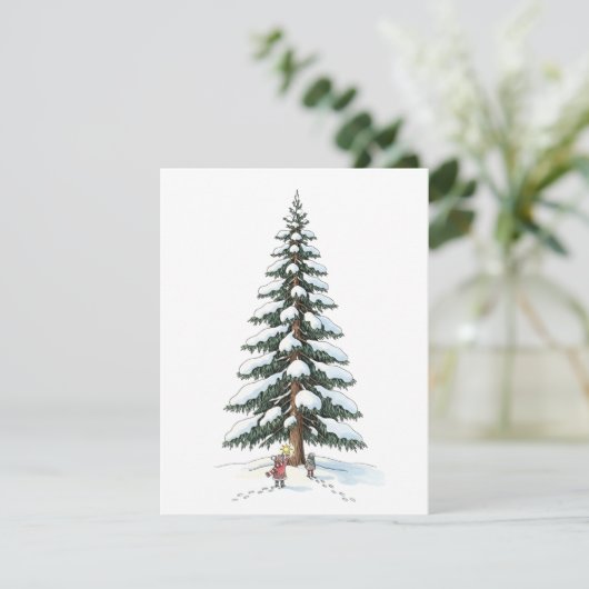 Charming Big Tree Scene Cute Christmas Card Design シーズンカード (スタンド正面)