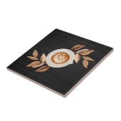 Charming Black Illustrative Heart Latte Coffee  タイル (側面)